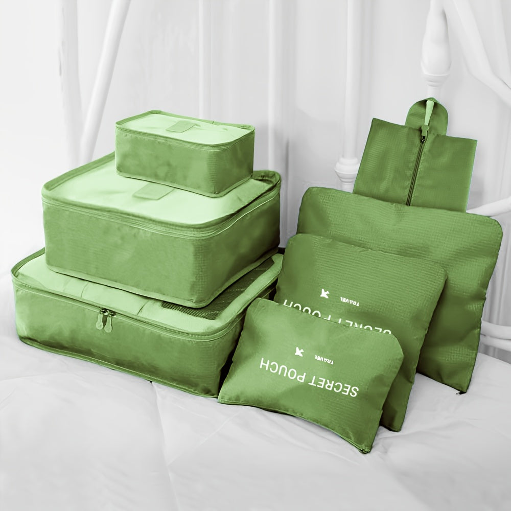 7-Piece Travel Organizer Set Oxford Cloth Zipper Closure Lightweight and Stain Resistant