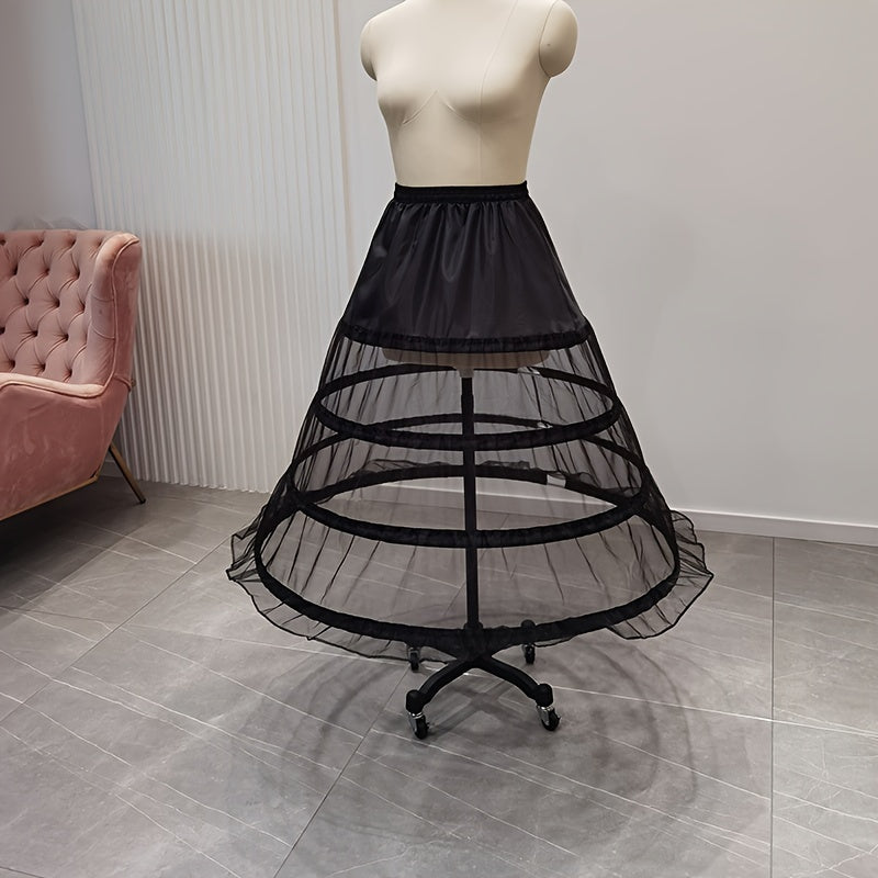 Three Rings Petticoat with Adjustable Waist and Dress Bustle for Wedding Gowns