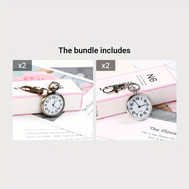 Large Transparent Pocket Watch Keychain for Nurses Students Exams Quartz Movement