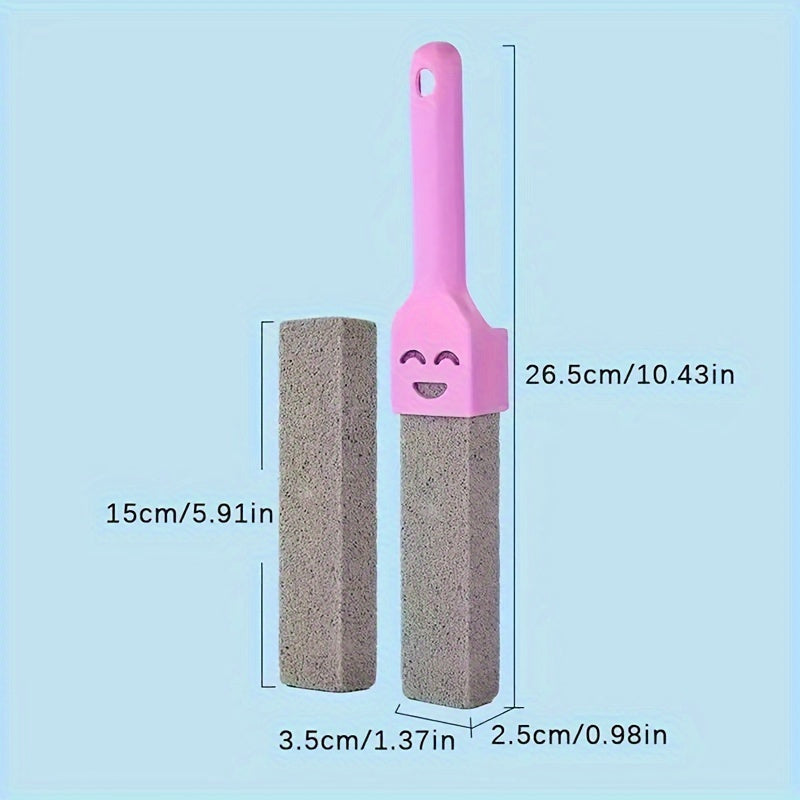 Pumice Stone Cleaning Brush with Handle Medium Hardness for Bathroom Kitchen Walls Floors