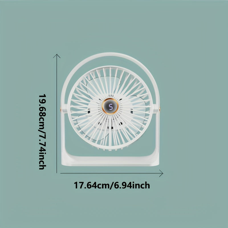 Compact USB Rechargeable Table Fan with Clip-On, Quiet 5W Personal Fan