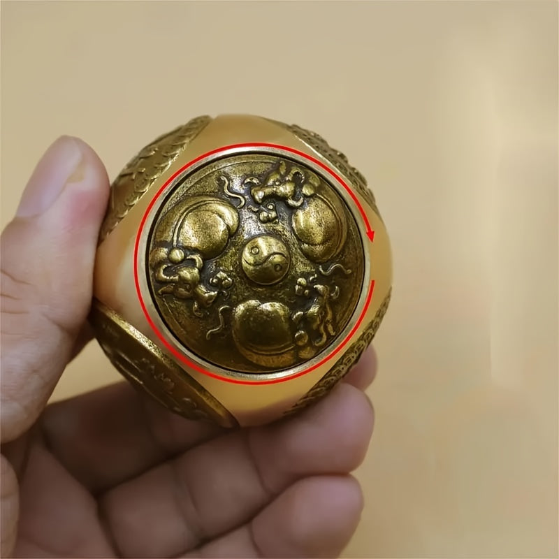 Esfera de alivio del estrés de latón para prosperidad y buena fortuna Amarillo 14+