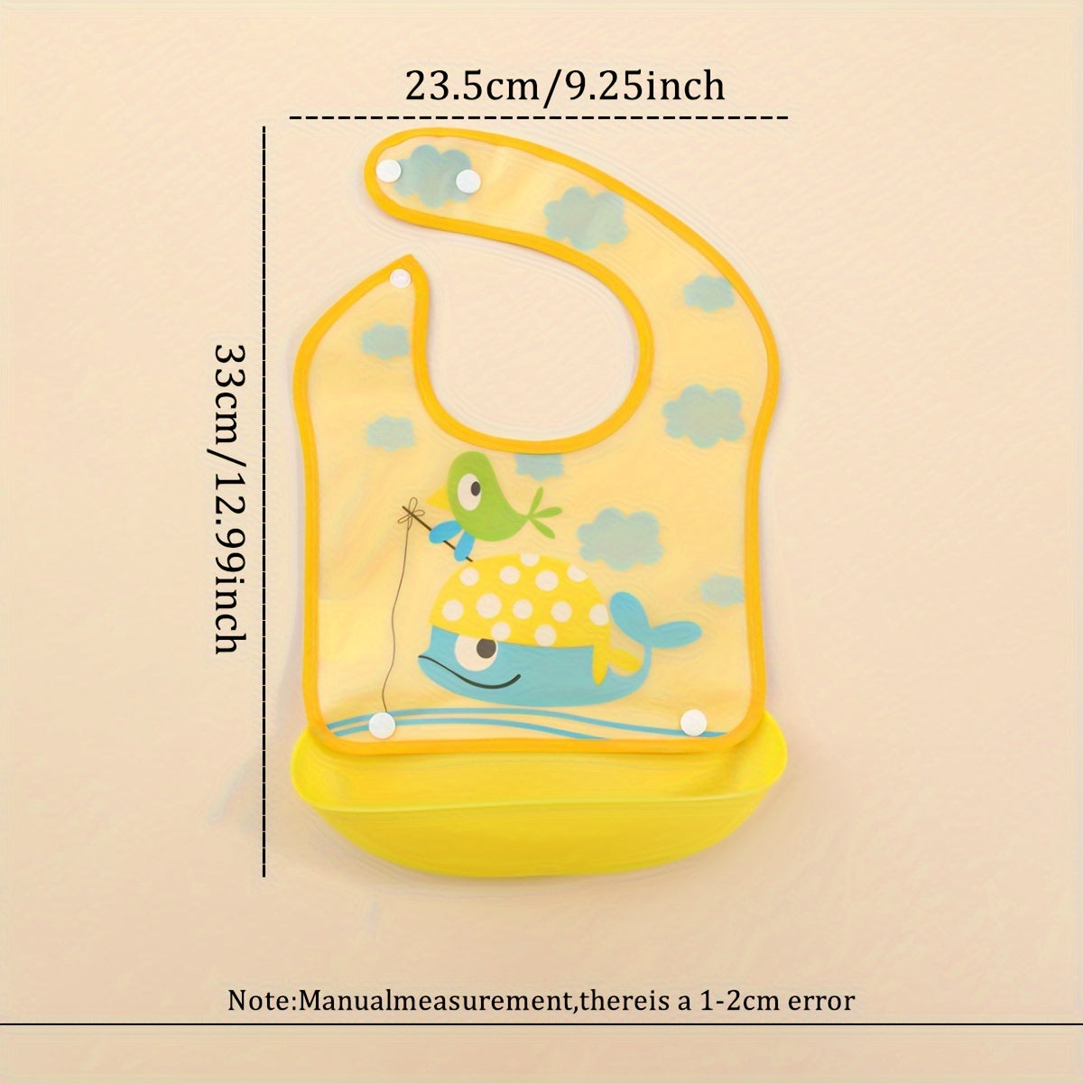 Kids Waterproof Cartoon Bib for Ages 0+ and 3+ in Mixed Colors with Easy Clean Detachable Design