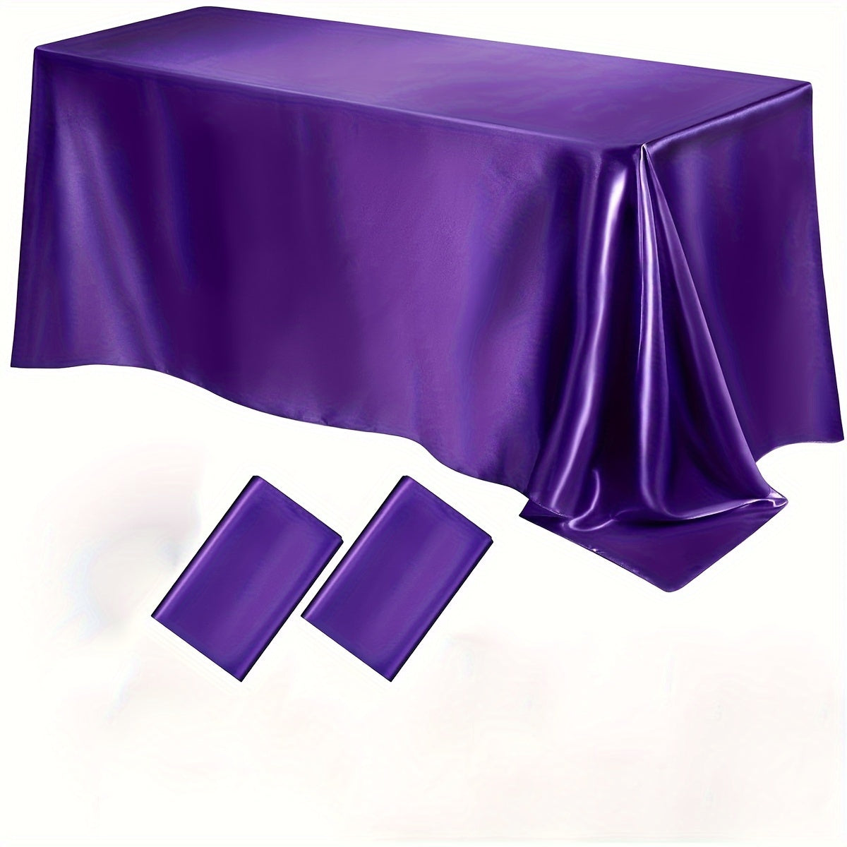 Satin Tablecloths 2-Pack Rectangular Polyester 259x147 cm for Weddings Parties