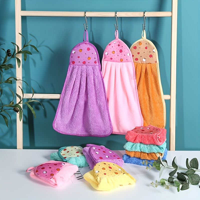 Juego de cinco toallas colgantes de algodón y poliéster con patrón de frutas