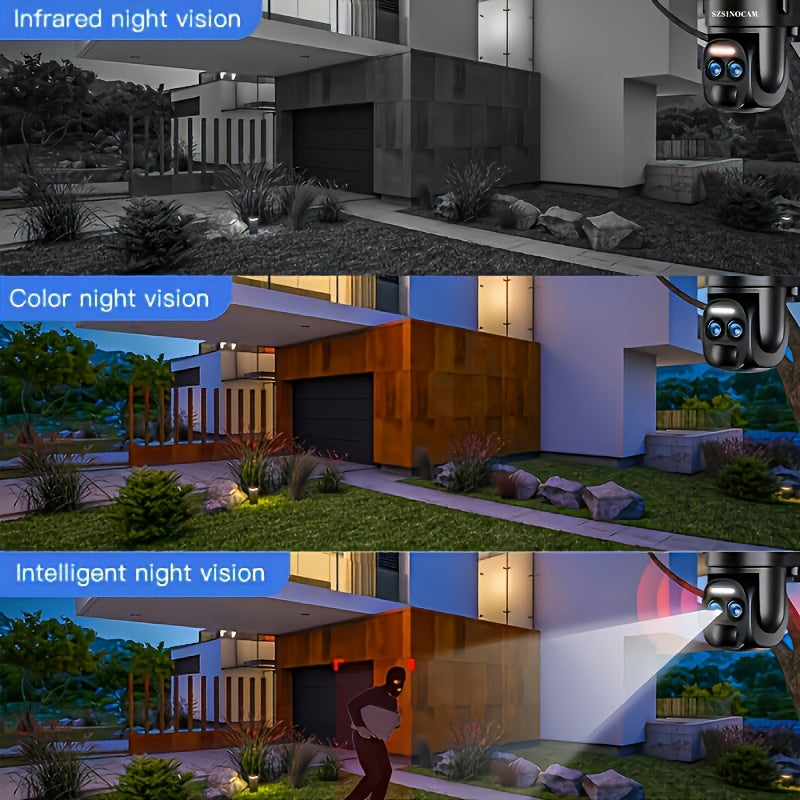Wireless Outdoor Security Camera System with Dual Lens Motion Spotlight Color Night Vision Two-Way Talk 8x Hybrid Zoom
