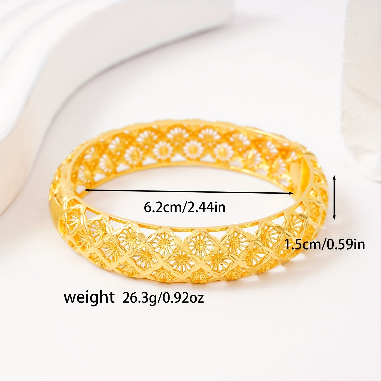 Women's Copper Open Bangle with Hollow Cut-Out Design for Middle Eastern Festivals and Bridal Wear