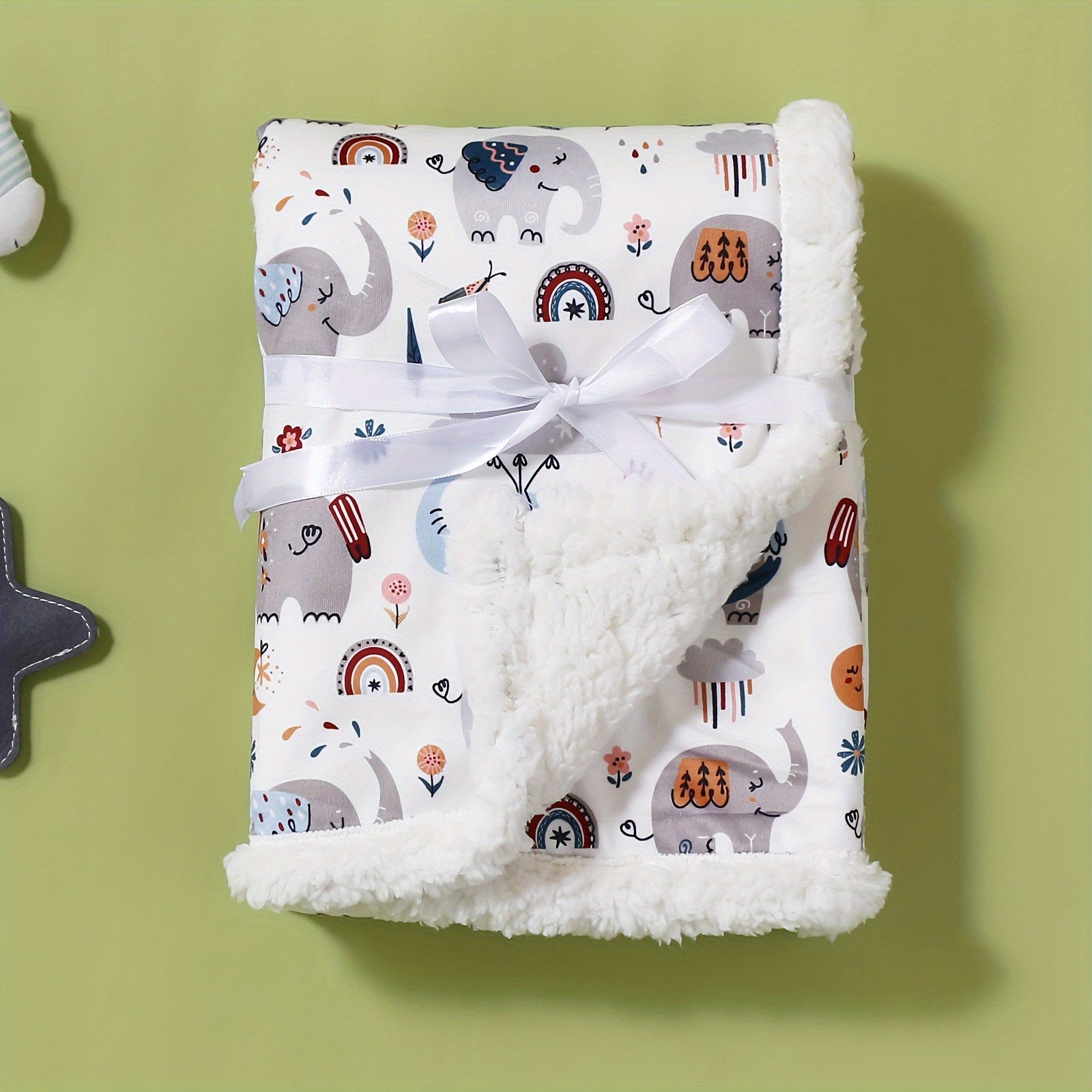 Kids Blanket Double-Layered Animal Prints Soft Polyester for Autumn and Winter