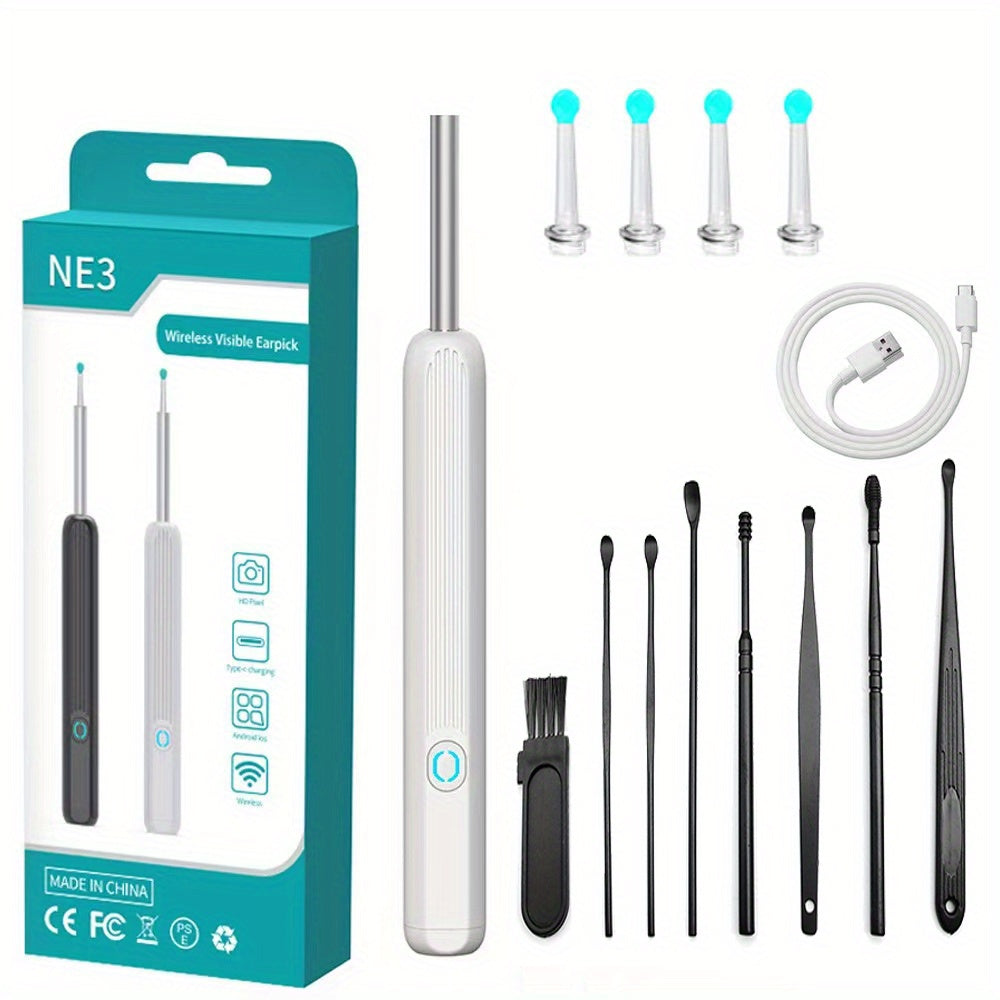 Rechargeable Ear Cleaner with Camera 1080P Resolution 4 Spoons 8 Earpick Tools for Adults