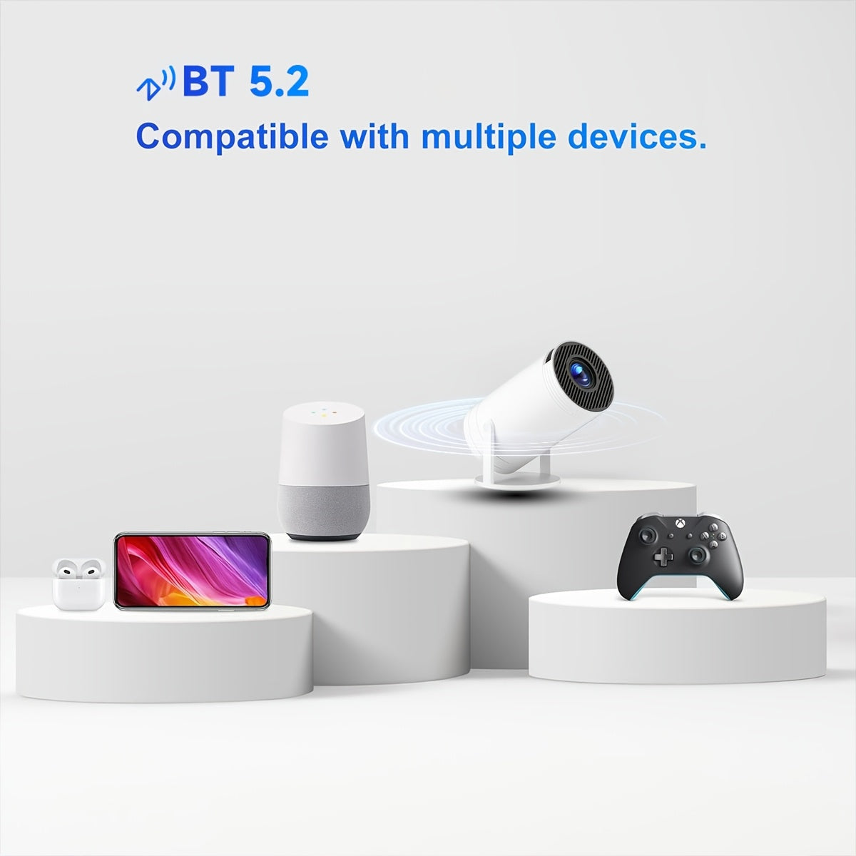 Portable Android 12 Wireless Projector 1080P Support 130ANSI Keystone