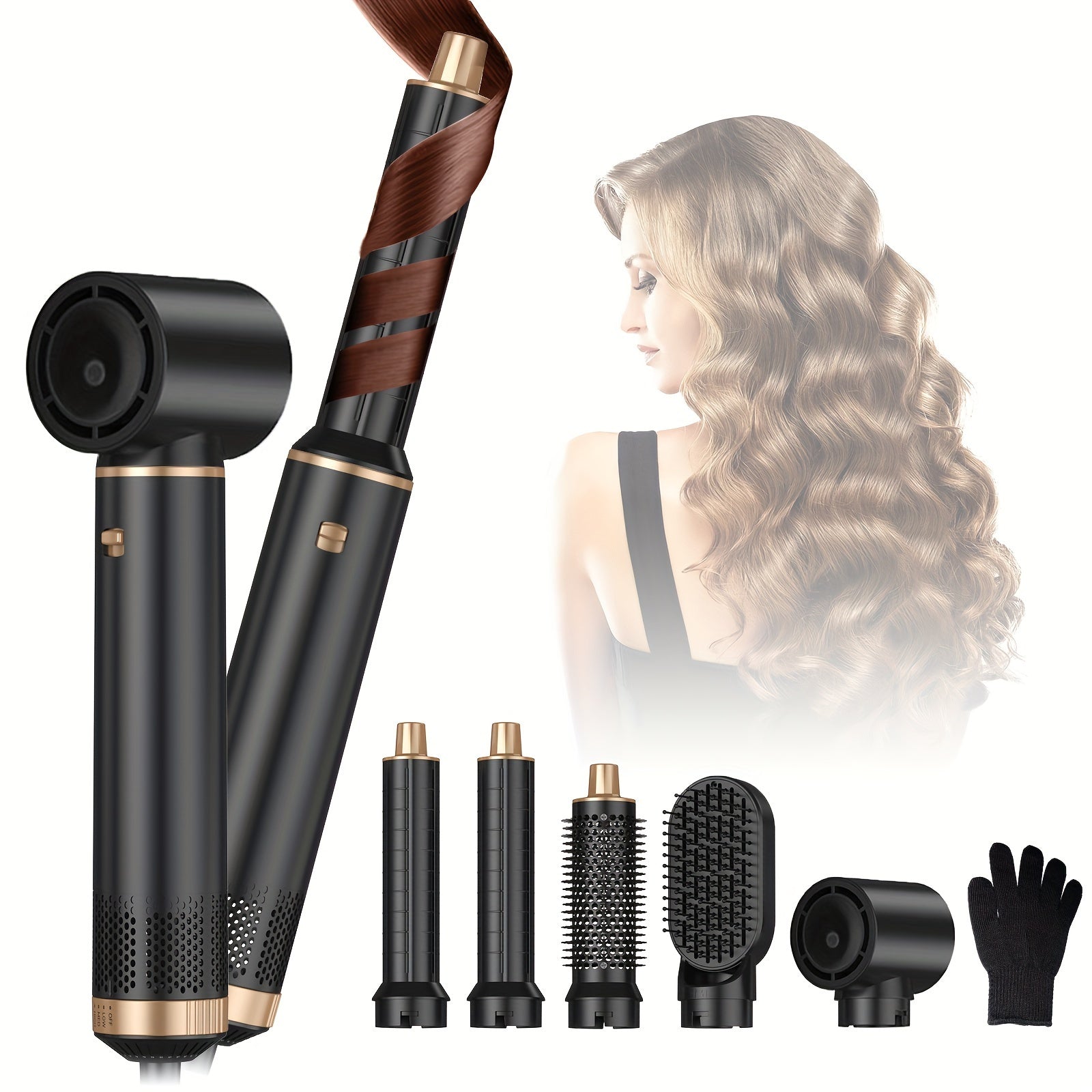 5in1 Hot Air Brush Hair Dryer Styler with 110000 RPM Motor EU Plug