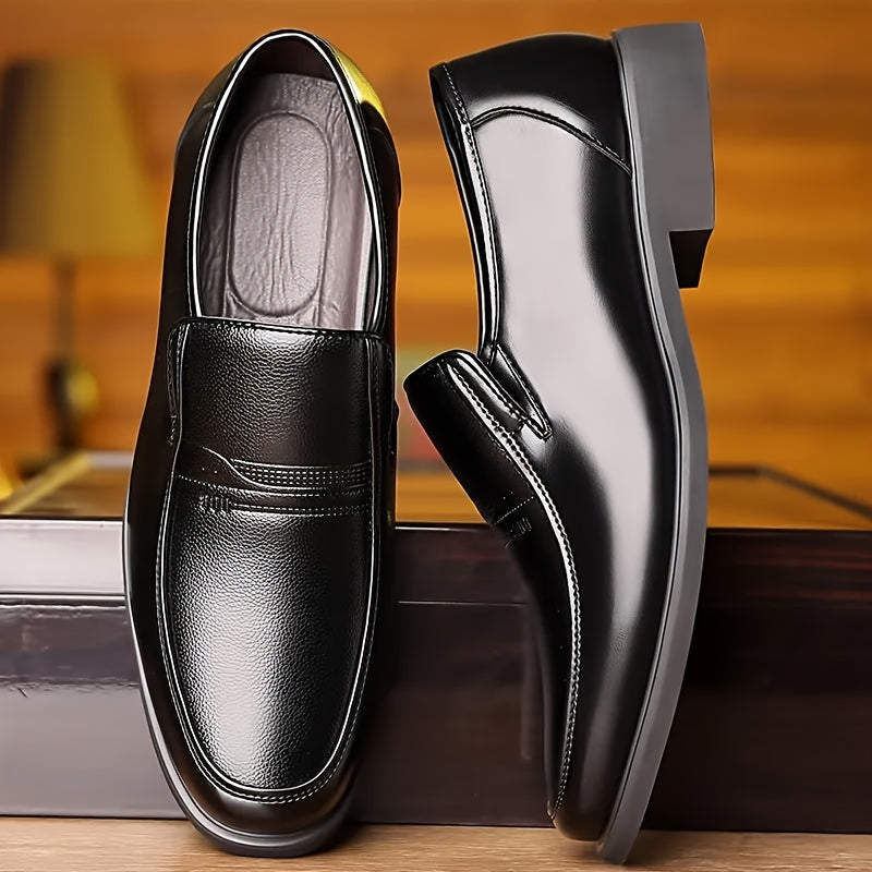 Men's Leather Slip-On Loafers Vintage Minimalist Business Dress Shoes