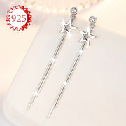 Silver Hypoallergenic Earrings for Women Star Tassel Medium Long Jewelry for Daily Wear Weddings and Vacations