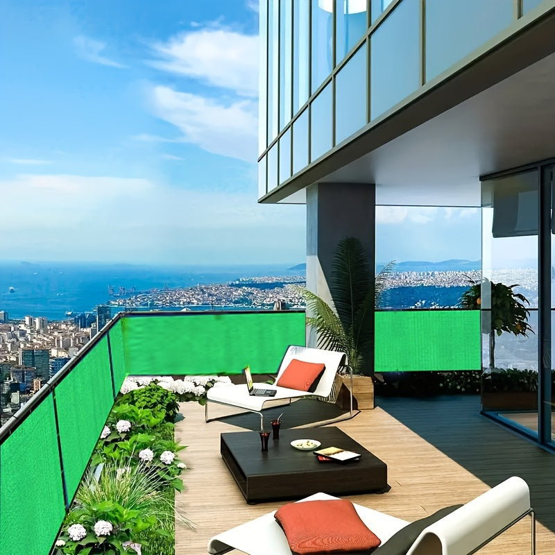 Green Polypropylene Privacy Mesh Fabric 90% Shading Breathable Screen for Balcony Pool Garden