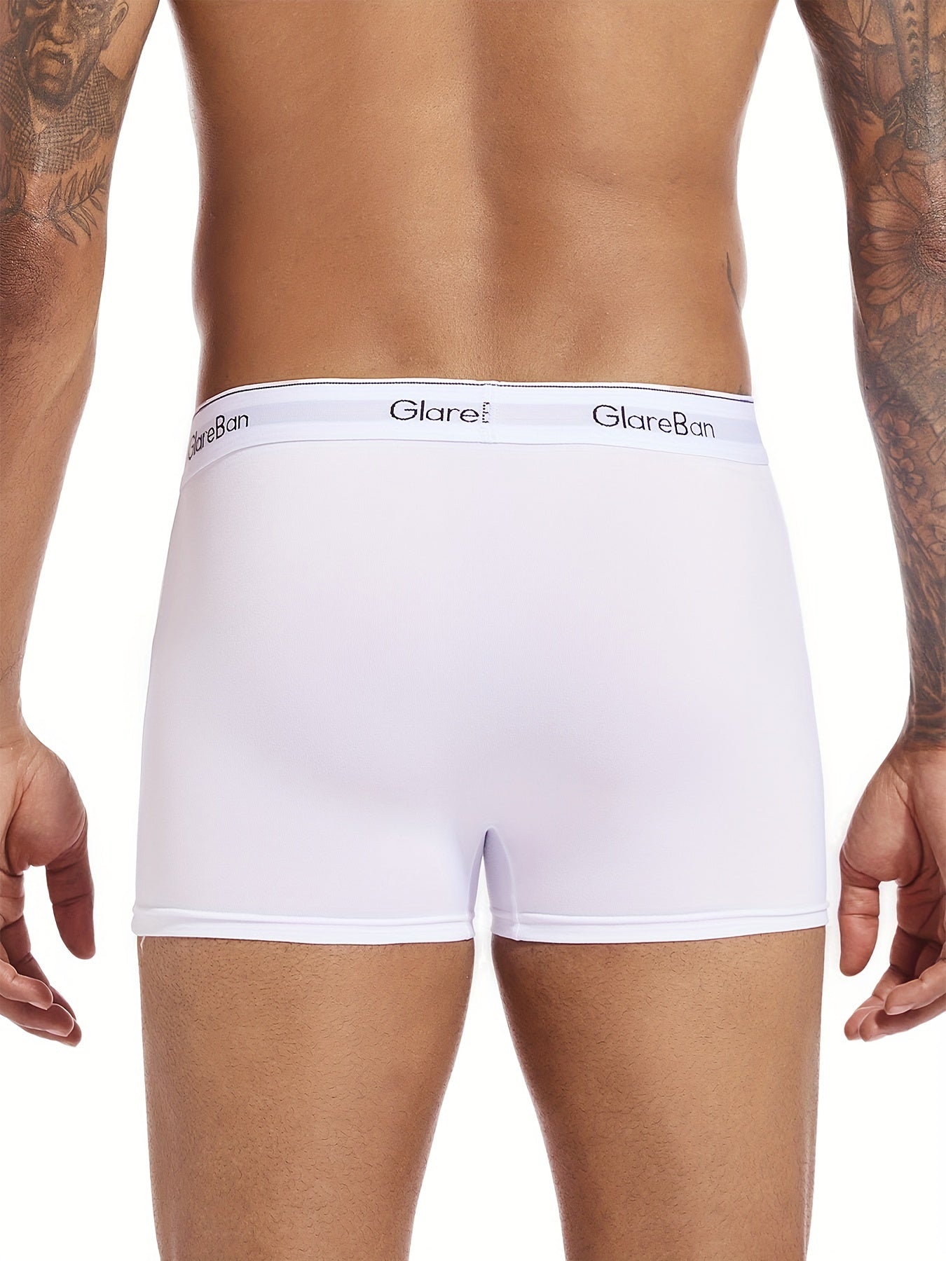 Men's White Boxer Briefs Set 3 Breathable Polyester Blend Elastic Waist Non-See-Through Comfortable Casual