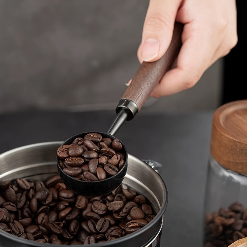 30ml Qahva o'lchash qoshiq to'plami, zanglamaydigan po'lat, gilos yog'och tutqichli, vintage uslub