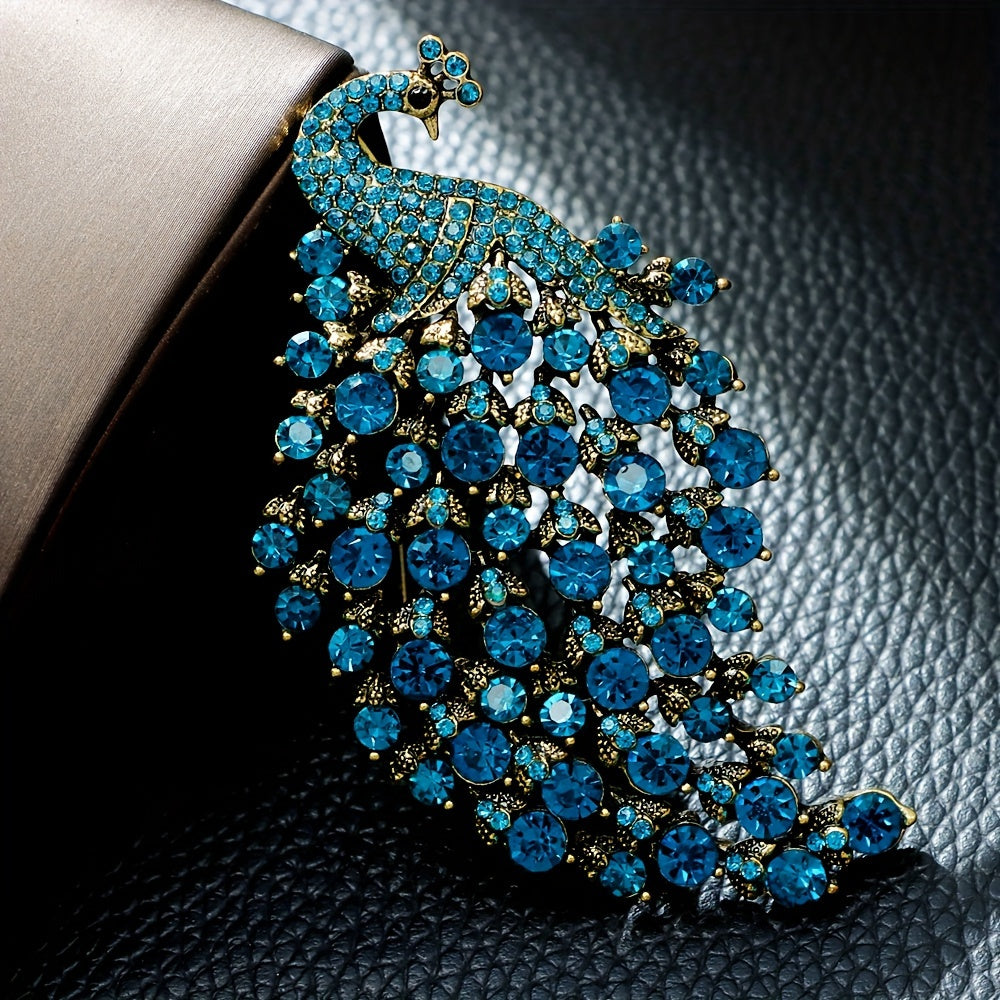 Men's Vintage Peacock Brooch Rhinestones Zinc Alloy Jewelry