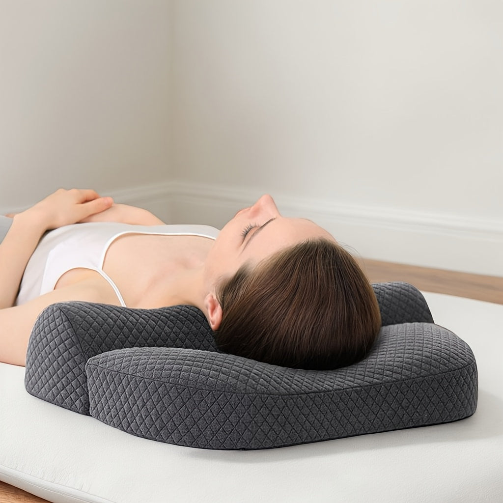 Almohada de espuma viscoelástica con funda reversible de punto, soporte cervical, firmeza media