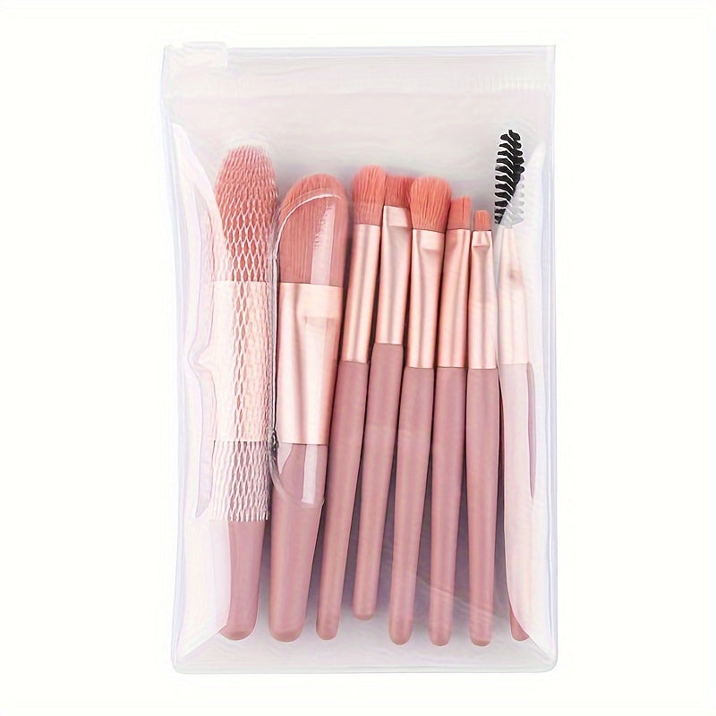 8-Piece Makeup Brush Set for Combination Skin Squirrel Hair Oval Brushes Foundation Eye Shadow Beginner Friendly