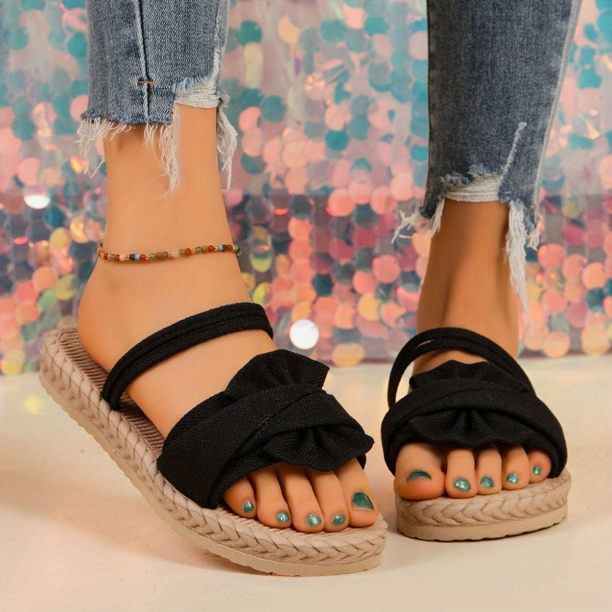 Women's Beige Slide Sandals Lightweight EVA Open Toe Casual Summer