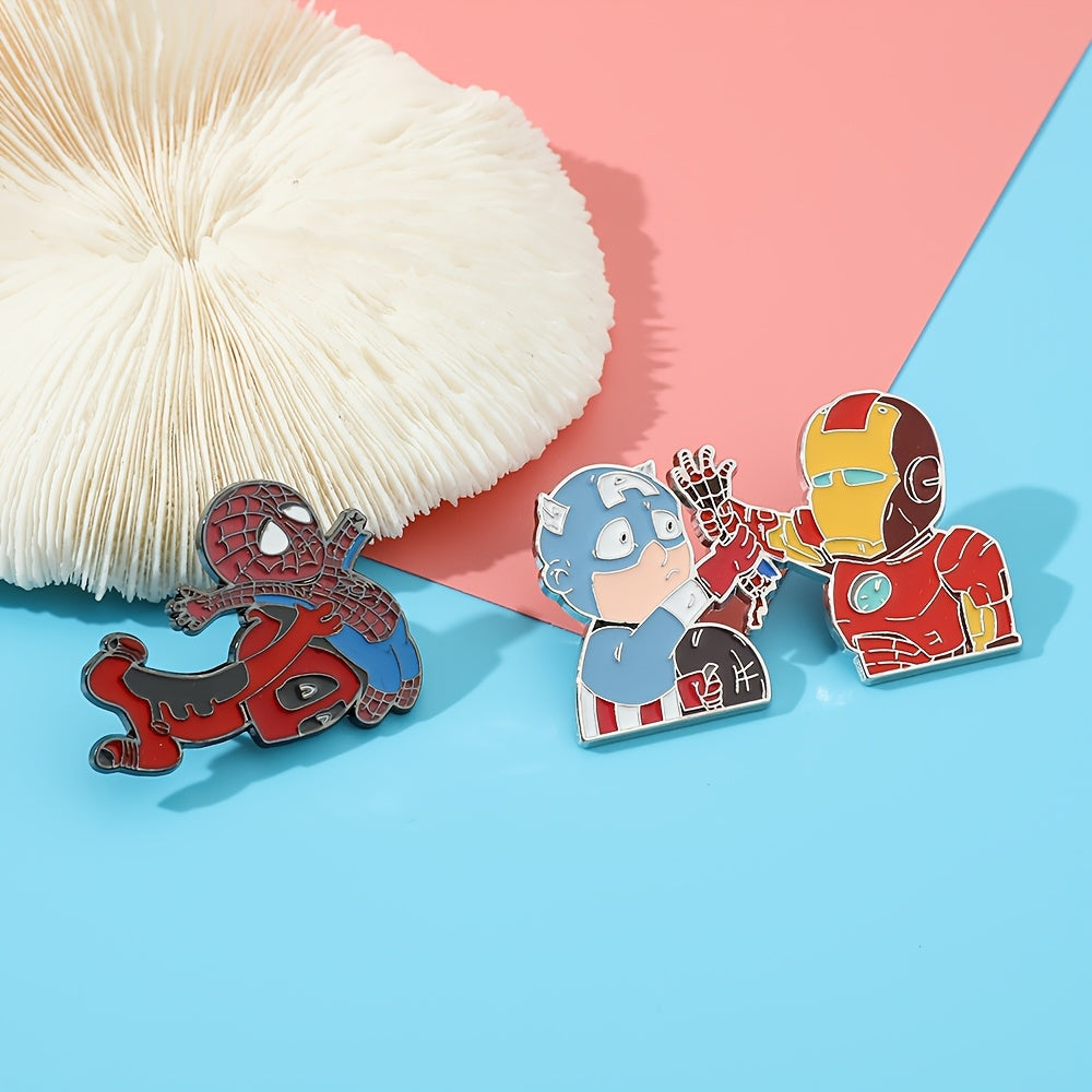 Cartoon Character Enamel Pins Deadpool and Iron Man Metal Badges for Clothing and Backpacks