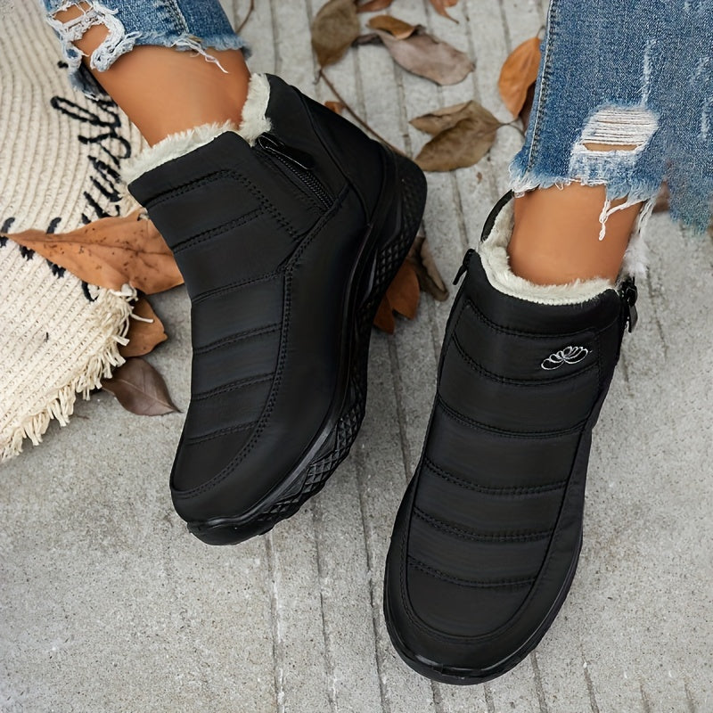 Women's Winter Non-Slip Plush-Lined Short Boots Lightweight Ankle Snow Boots