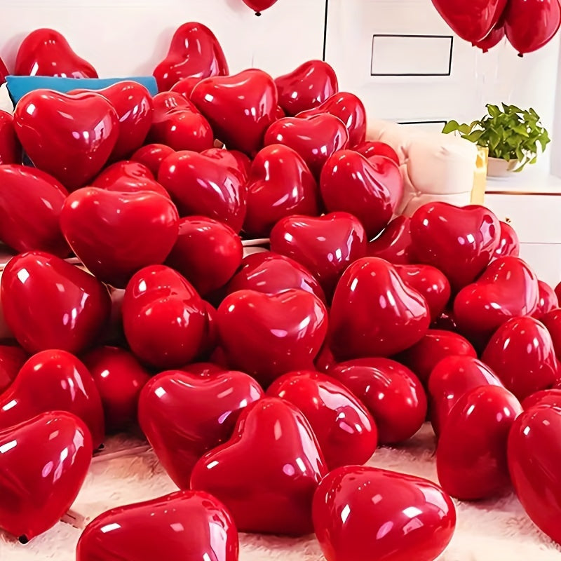 Red Heart-Shaped Balloons for Celebrations, 30 Pack