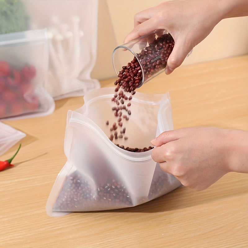 Leakproof Reusable Food Storage Bags Silicone Plastic Ziplock for Snacks Fruits Vegetables