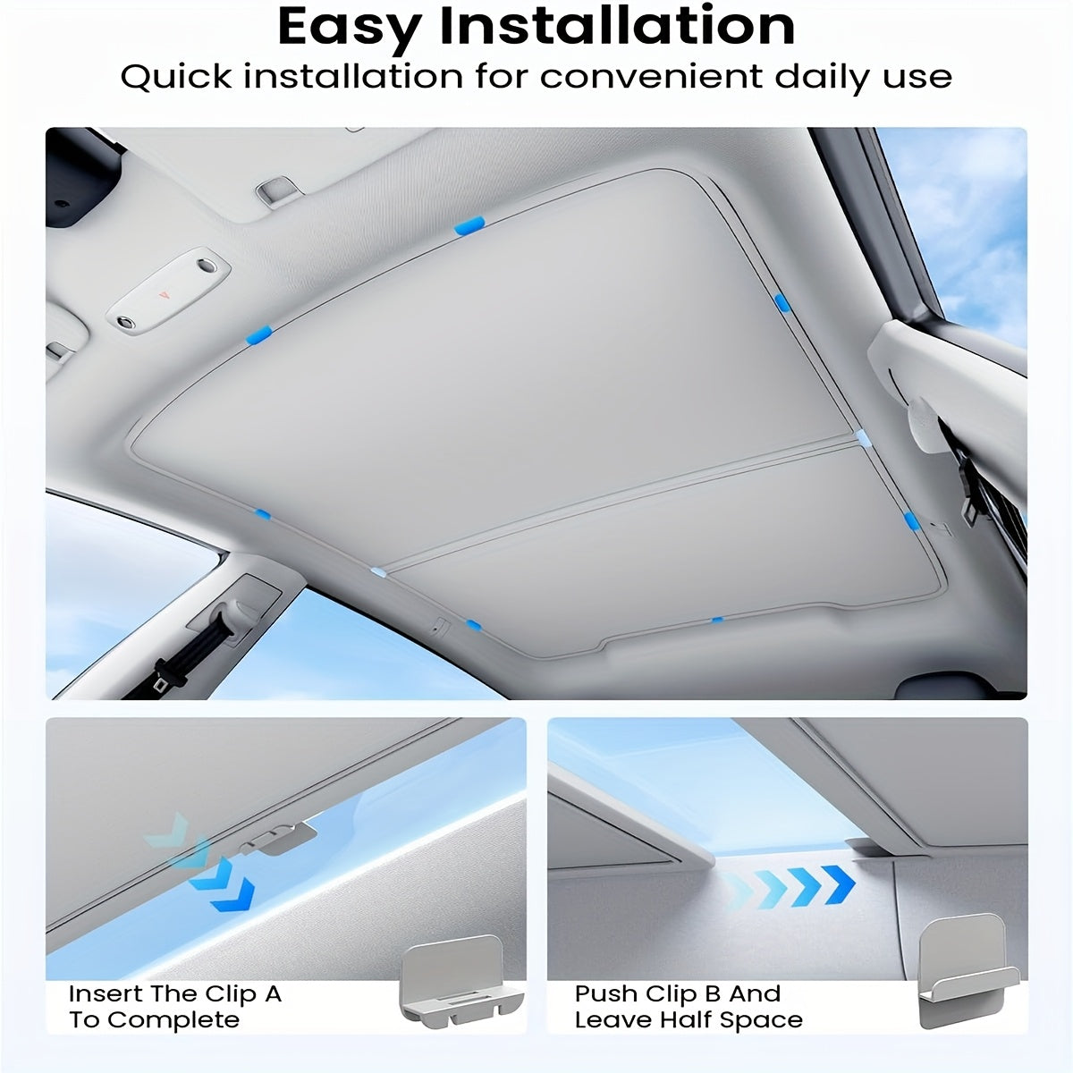 Car Sunroof Cover Foldable Heat-Insulating Gap-Free Black Red