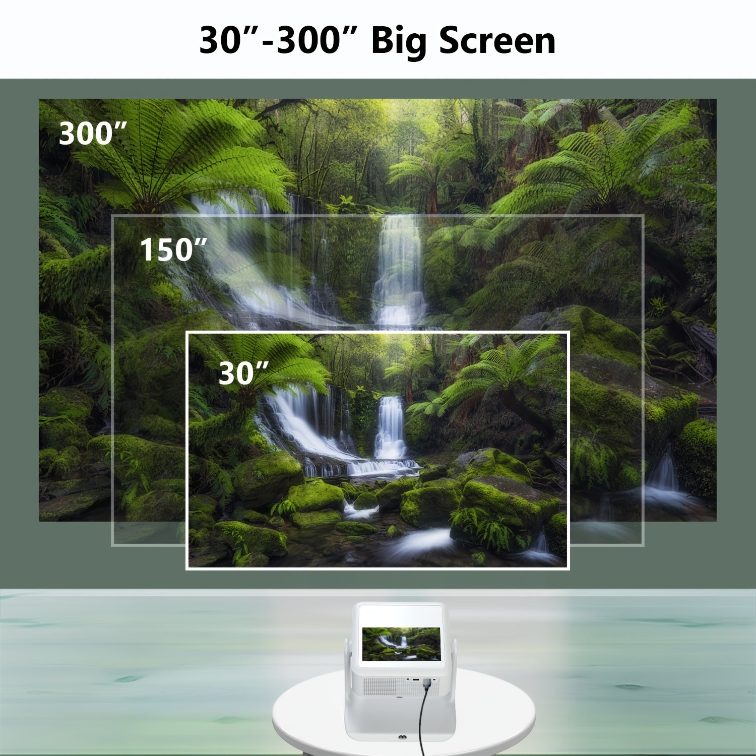 HD Video Projector 4K Support, Android 12, WiFi 6, 8-Inch Touch Screen