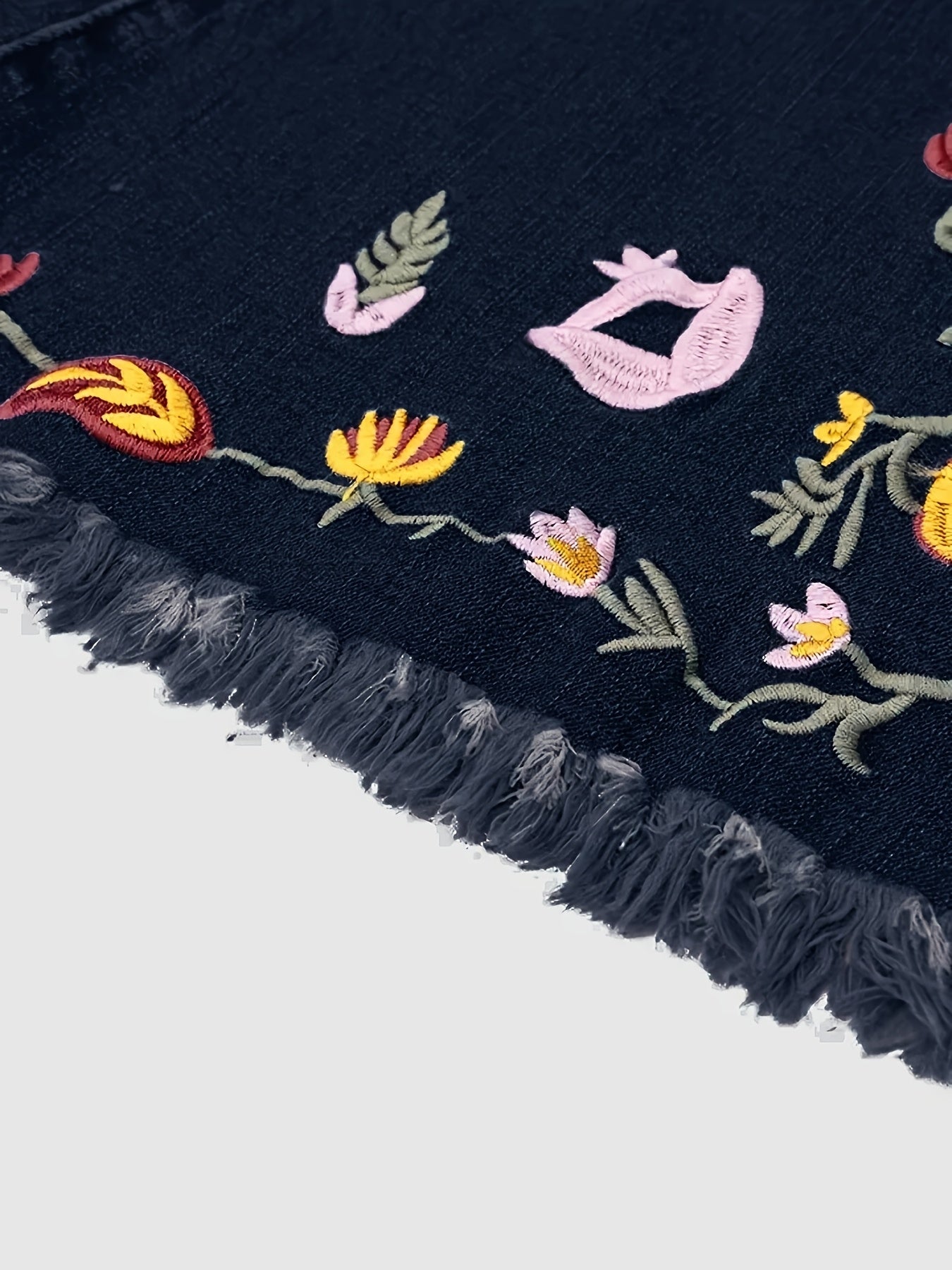 Jeans de campana de talla grande con bordado floral y pantalones vaqueros con control de abdomen