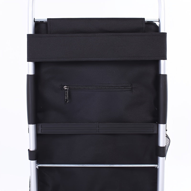 Qayriladigan xarid savati, ajratiladigan sumka va saqlash qutisi bilan - oziq-ovqat, lagerda va ko'chirish uchun portativ alyuminiy trolley - mustahkam kauchuk g'ildiraklar, qora.