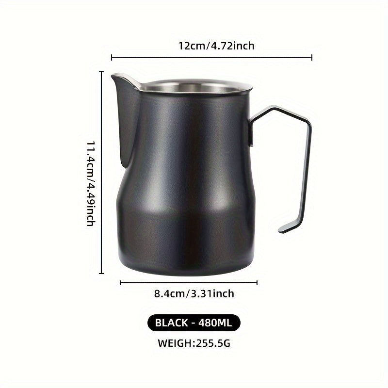 Stainless Steel Latte Art Cylinder Milk Frothing Canister White Black 480ML 700ML