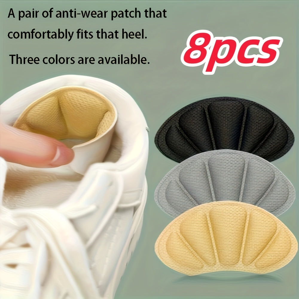 8-Pair Heel Grips Self-Adhesive Gel Shoe Protectors for Blisters and Slipping