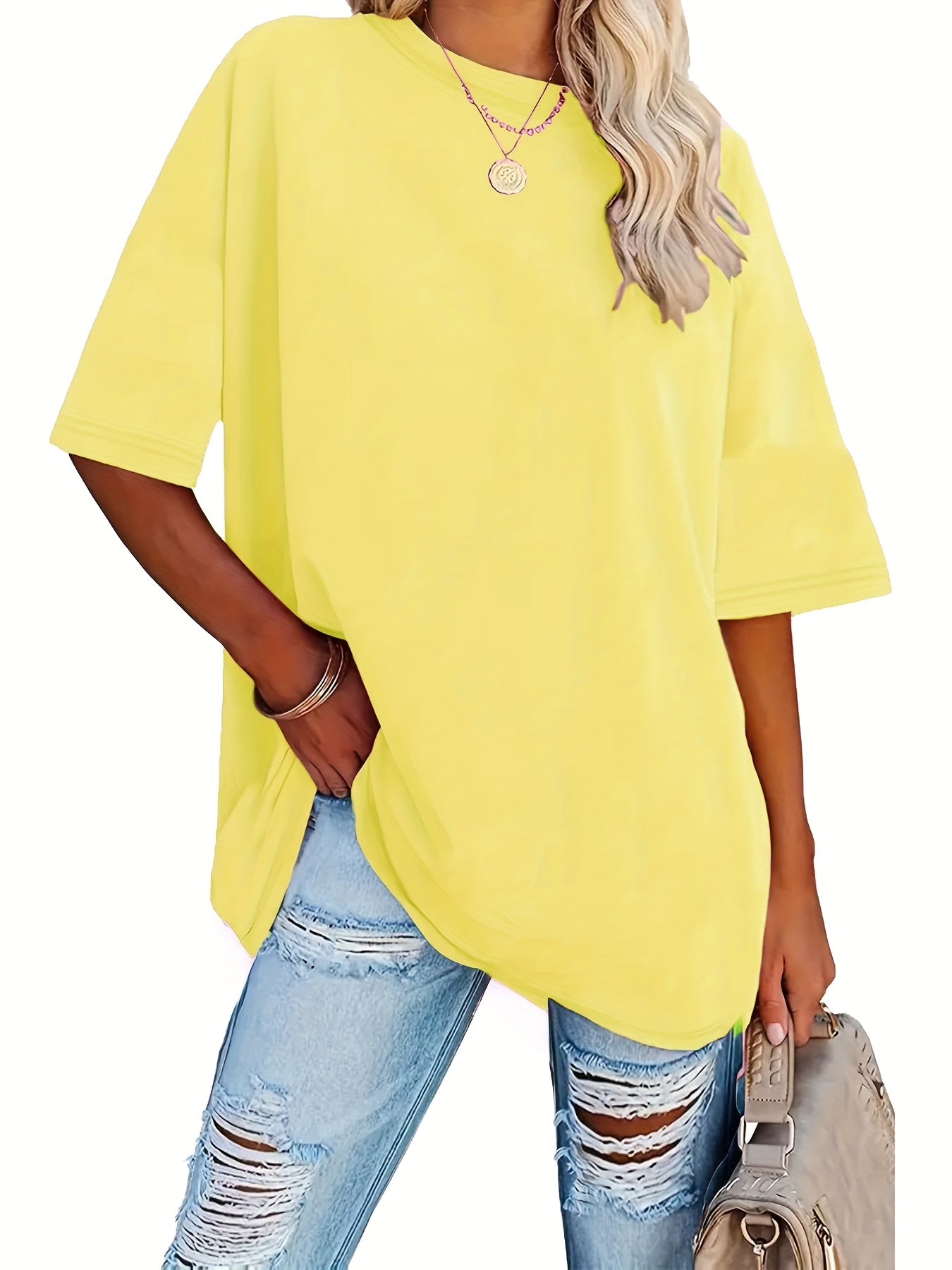 Women's Plus Size Casual T-Shirts Polyester Short Sleeve Vibrant Colors