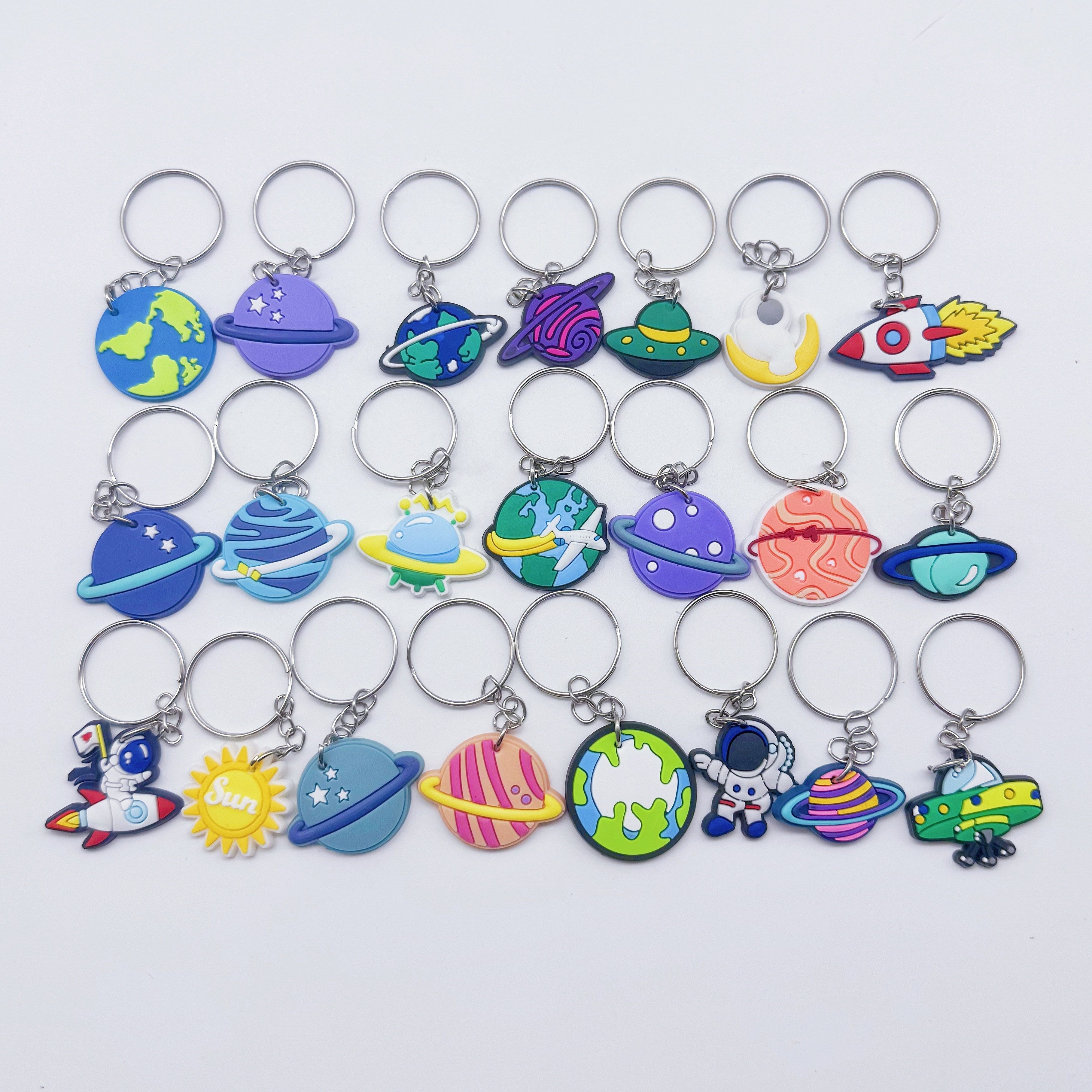 Set of 11 Planet Earth Mars Jupiter Universe Astronaut Keychains for Kids and Collectors