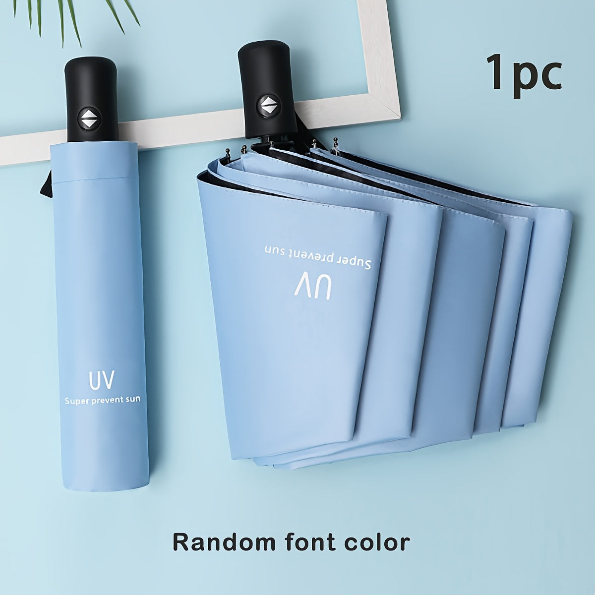 UV Protection Folding Umbrella Automatic Open 8 Ribs Pongee Pongee Black