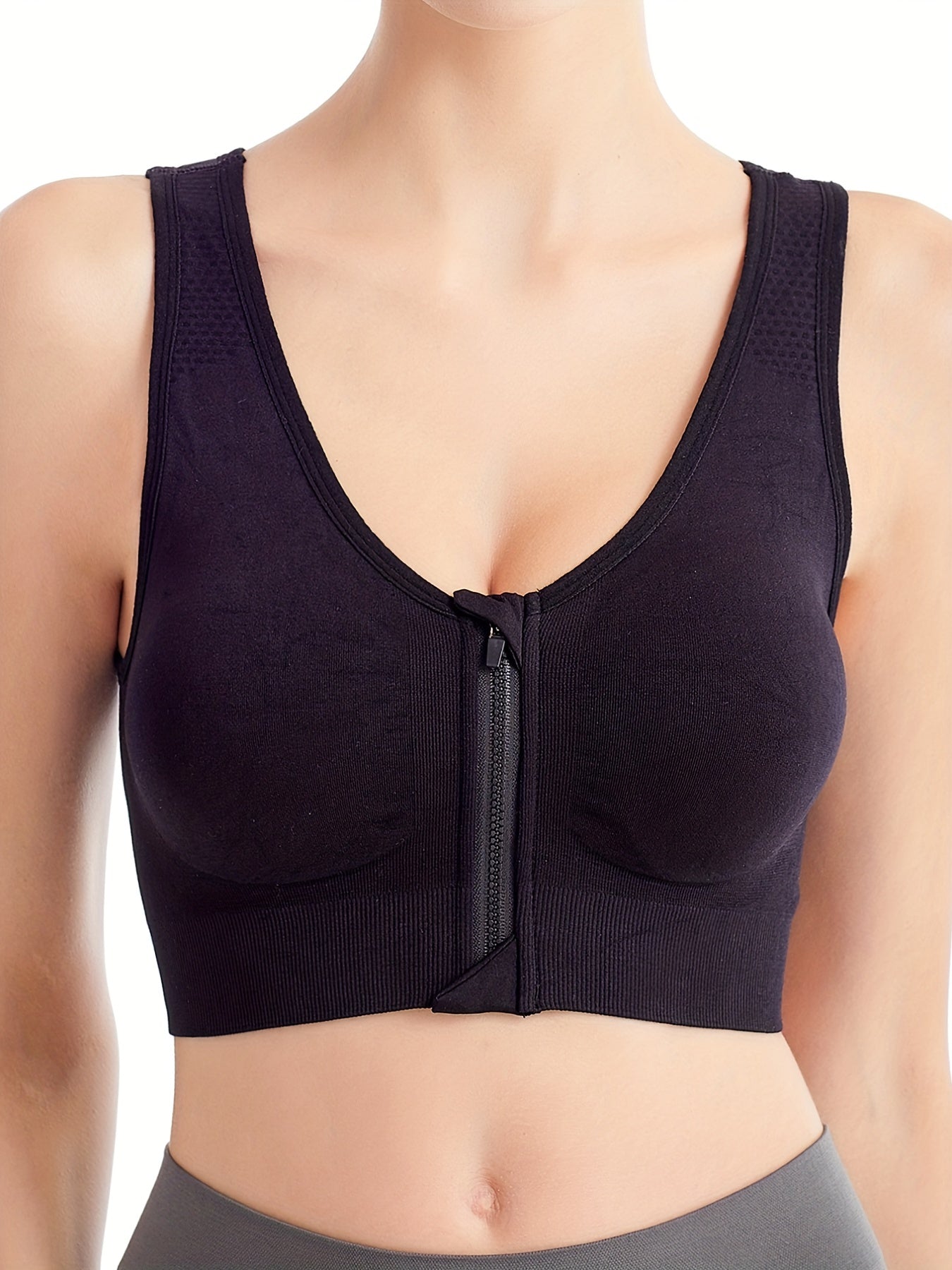 Women's Sports Bras Pack of 3 Front Zipper Yoga Running Comfortable Soft