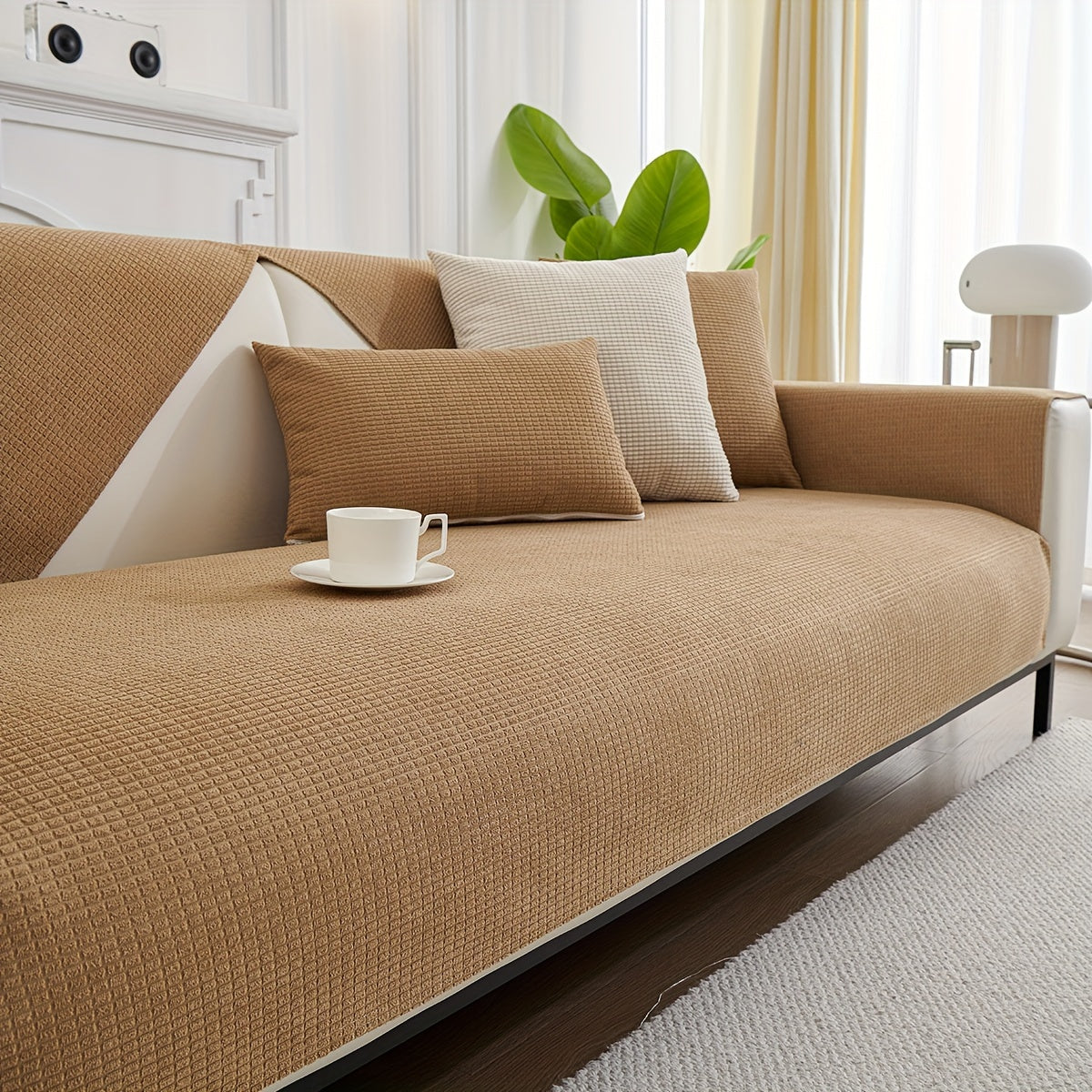 Chenille Sofa Cover Spill-Resistant Pet-Friendly Non-Slip Machine Washable Protector for Various Sofa Sizes