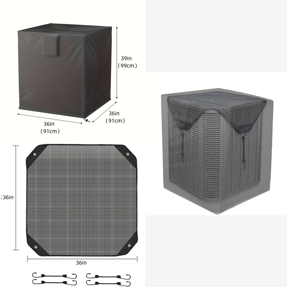 2 Waterproof Outdoor Air Conditioner Covers Oxford Fabric with Anti-Leaf Screen