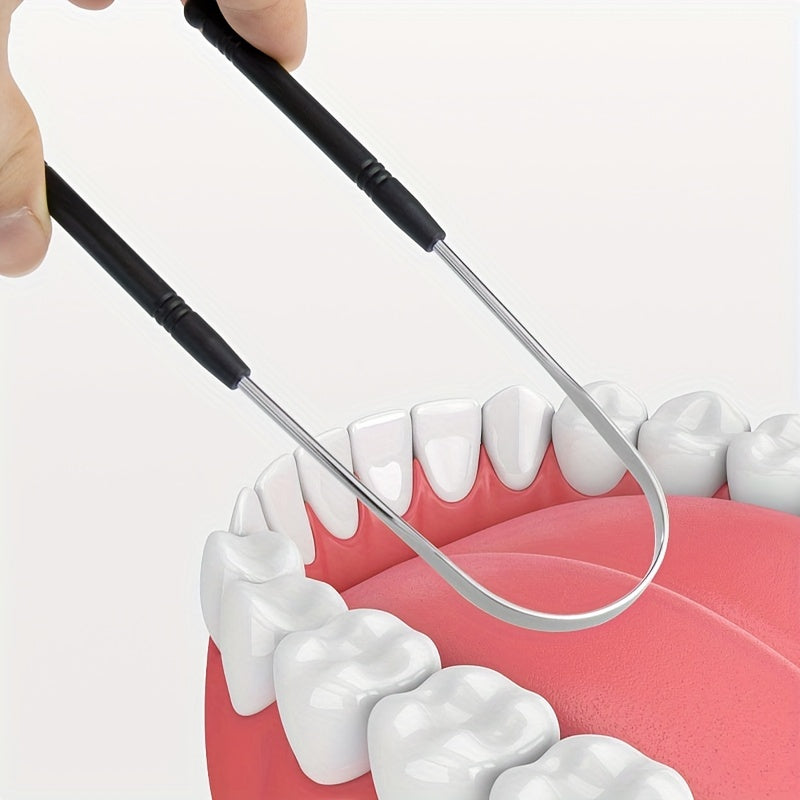 Adult Hypoallergenic Stainless Steel Tongue Scraper Multi-Color Handles Oral Hygiene