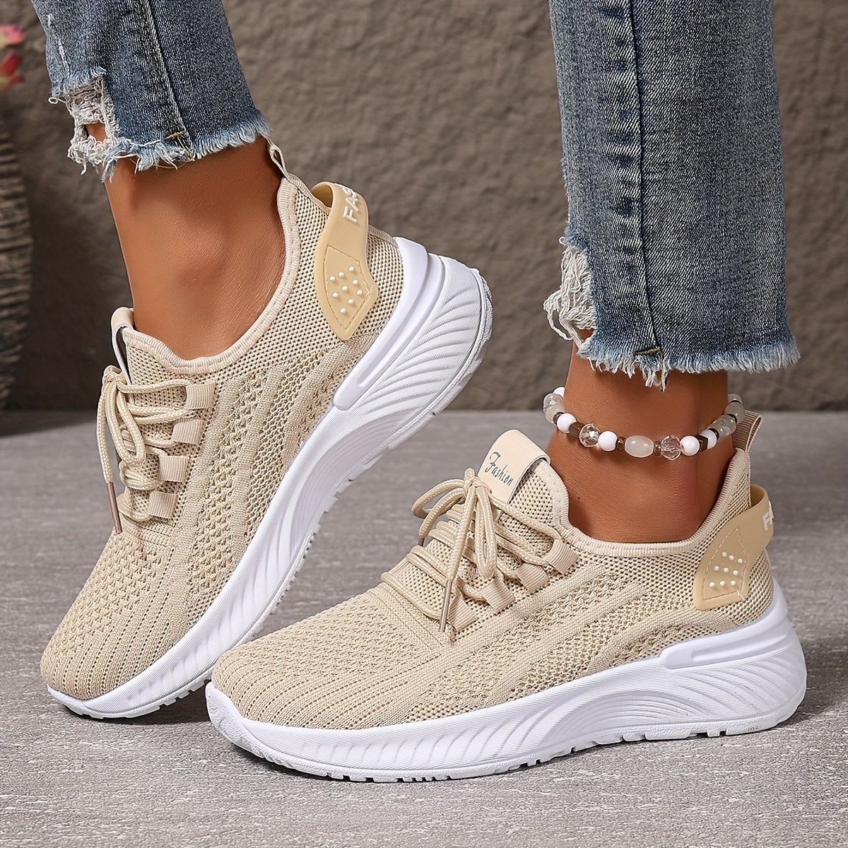 Women's White Mesh Breathable Sneakers Low Top Summer Running Shoes