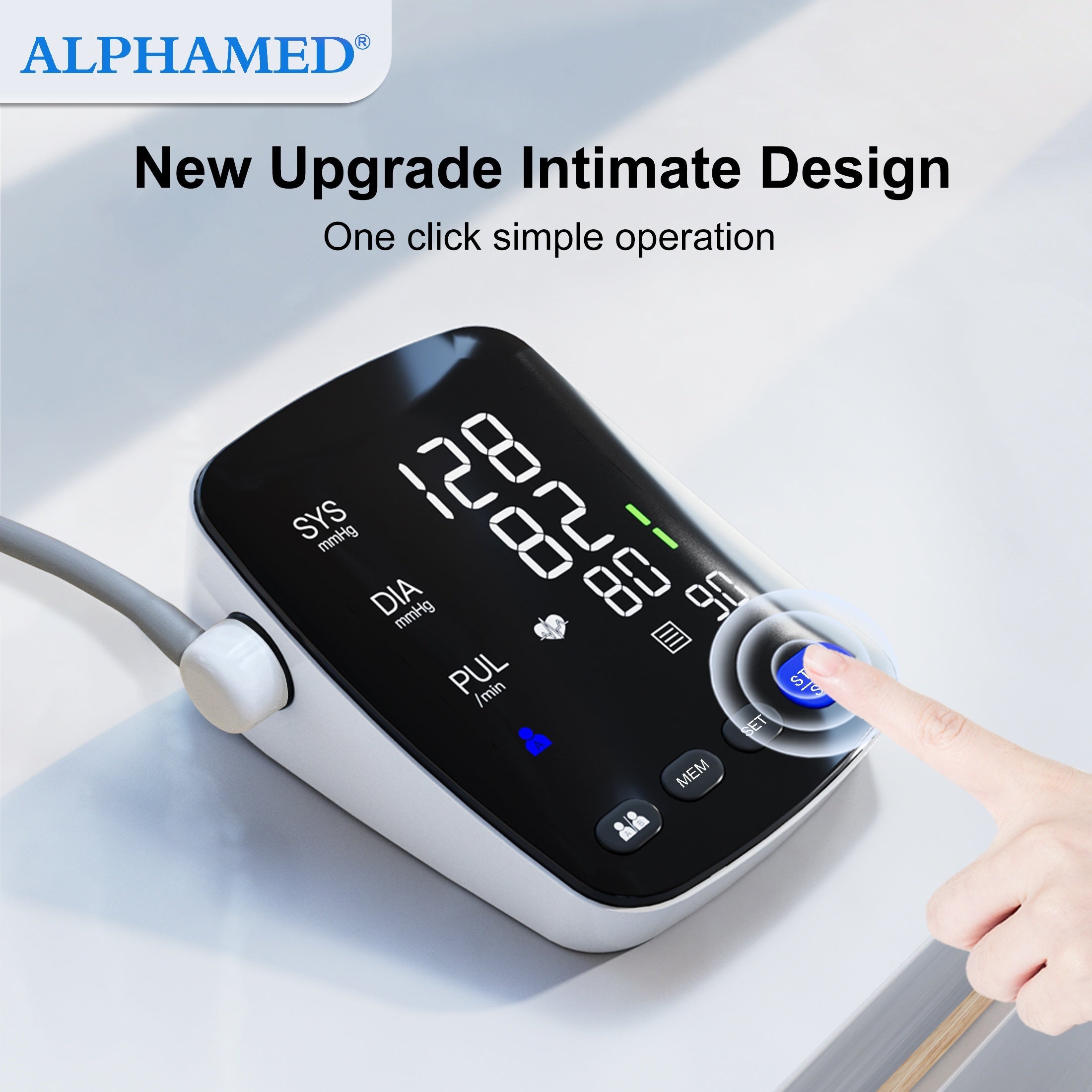 High-End LED Curved Screen Blood Pressure Monitor with Memory and Automatic Cuff