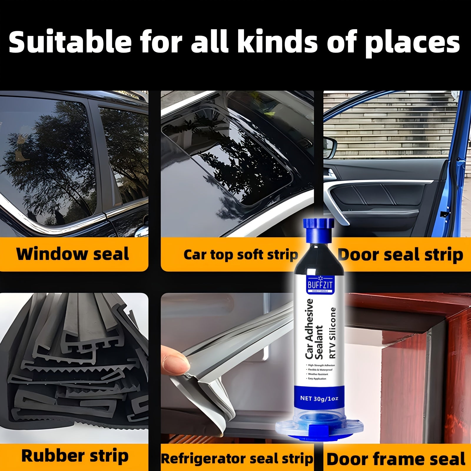 Silicone Sealant Waterproof Flexible 1oz for Glass Metal Plastic