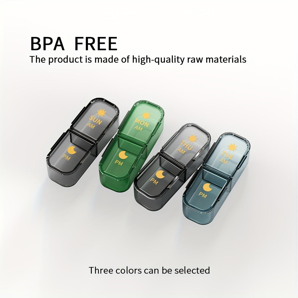 Weekly Pill Organizer 14 Compartments Modern Plastic Case with Polypropylene Backing