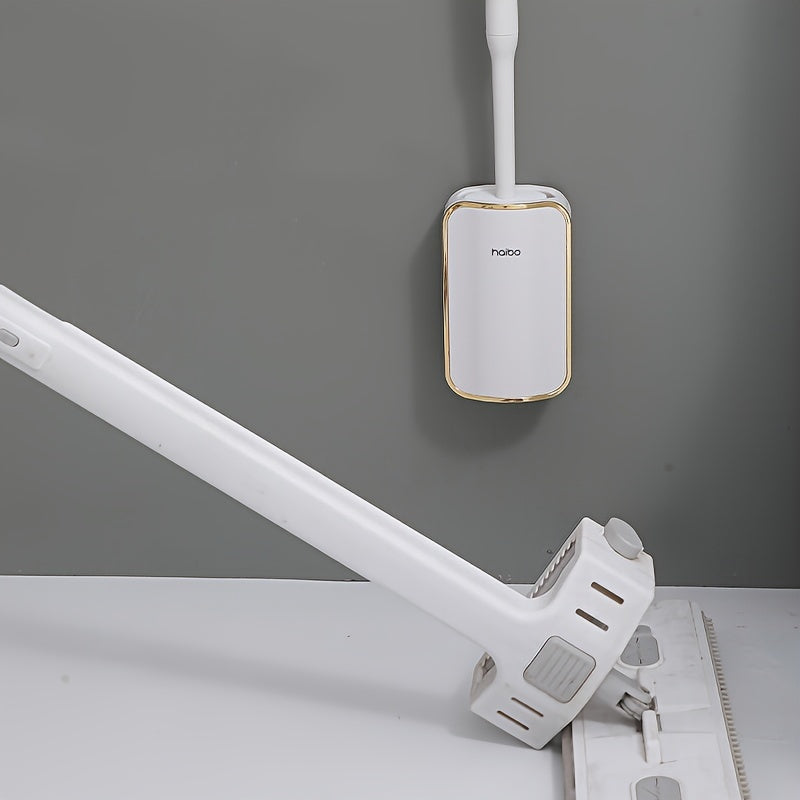 Toilet Brush Set with Extended Handle Wall Mount ABS PP TPR Durable Material