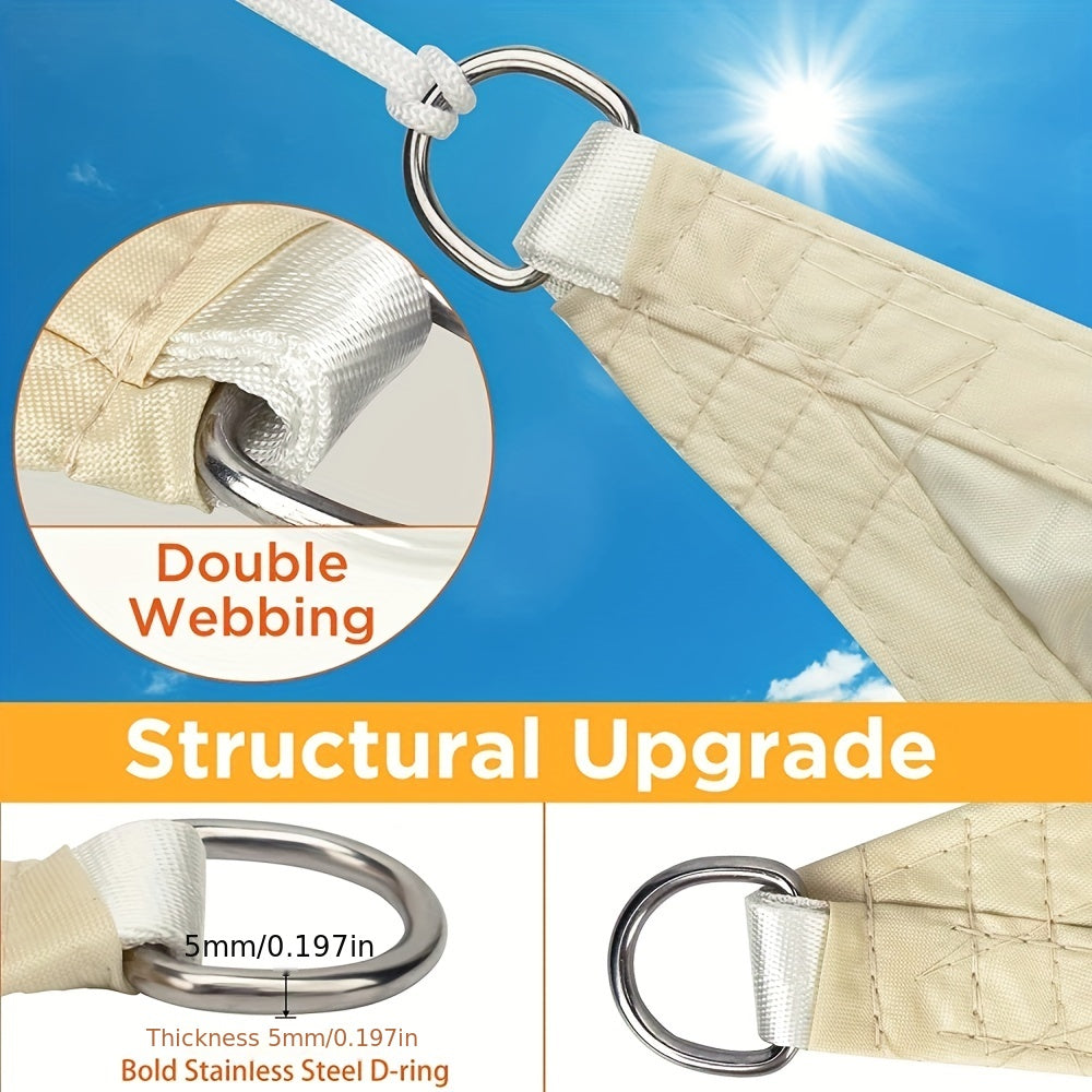 Triangle Sun Shade Sail Beige Polyester UV Protection for Outdoor Patio Garden Yard