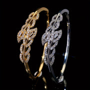 Women's Adjustable Leaf Design Bracelet with Synthetic Zirconia