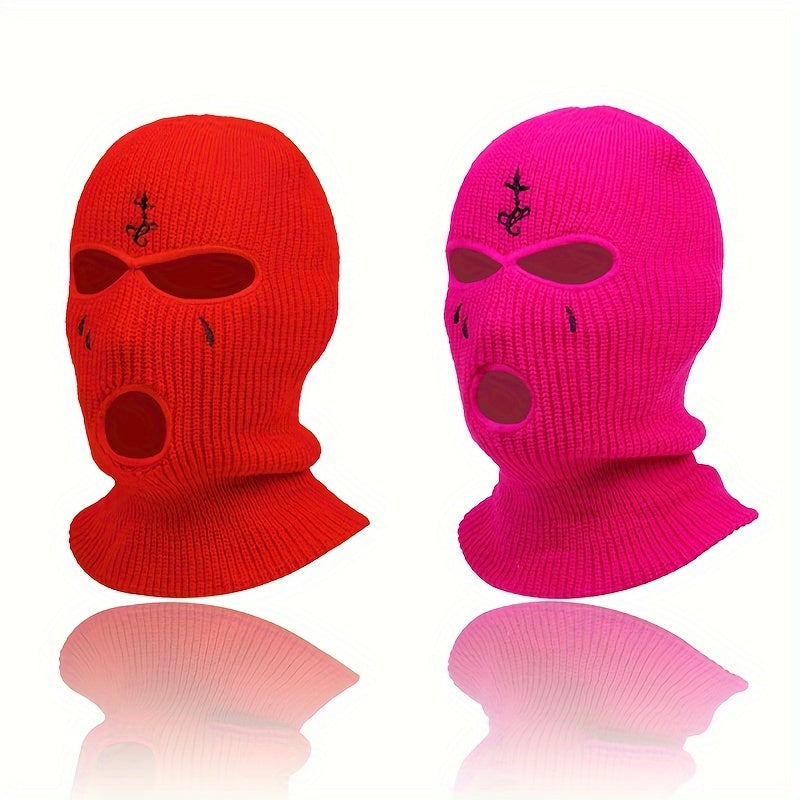 Knit Face Mask Set for Winter Sports Outdoor Activities Warm Stretchy Acrylic 2 Pieces