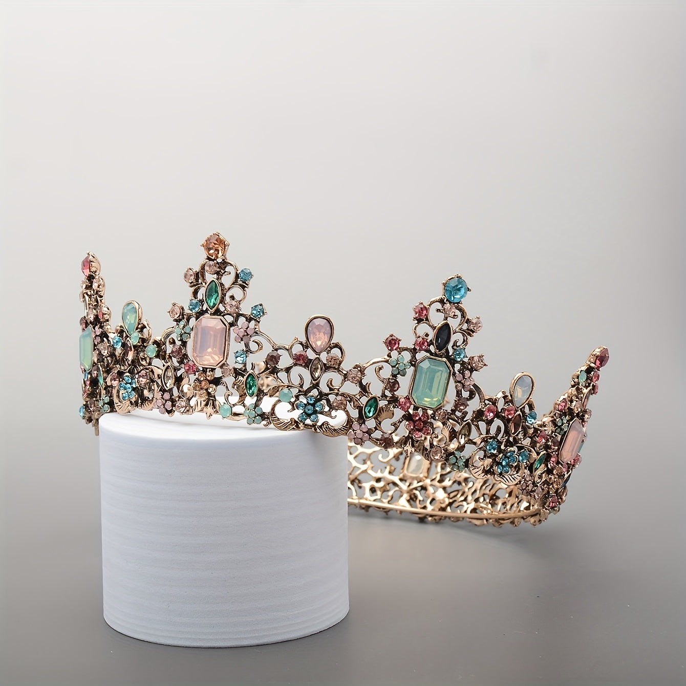 Vintage Silver Tiara with Rhinestone Accents for Weddings and Events